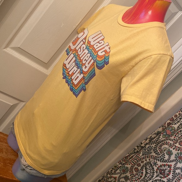 Disney Yellow Rainbow 🌈 Short Sleeve Tee with Retro Monorail Design - Picture 7 of 11